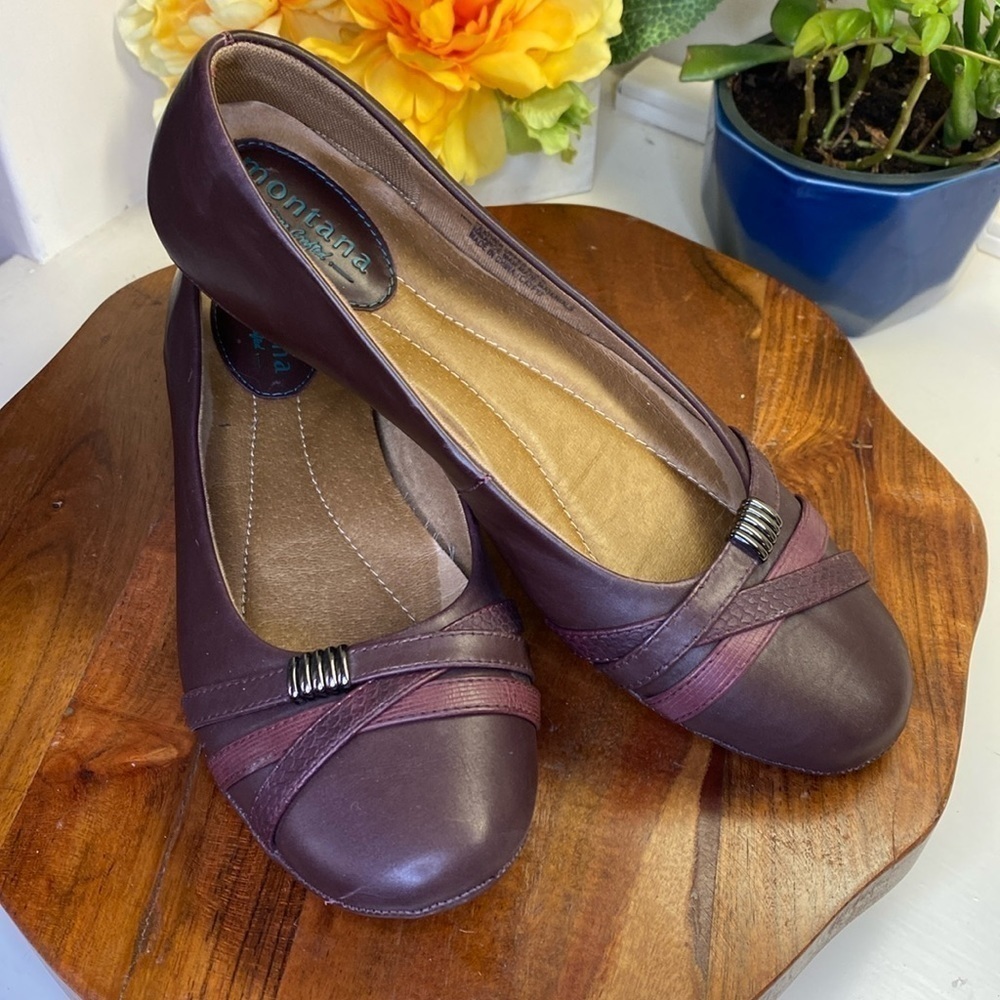 Montana Artisan Crafted Leather Flats Sz 10- Burgundy